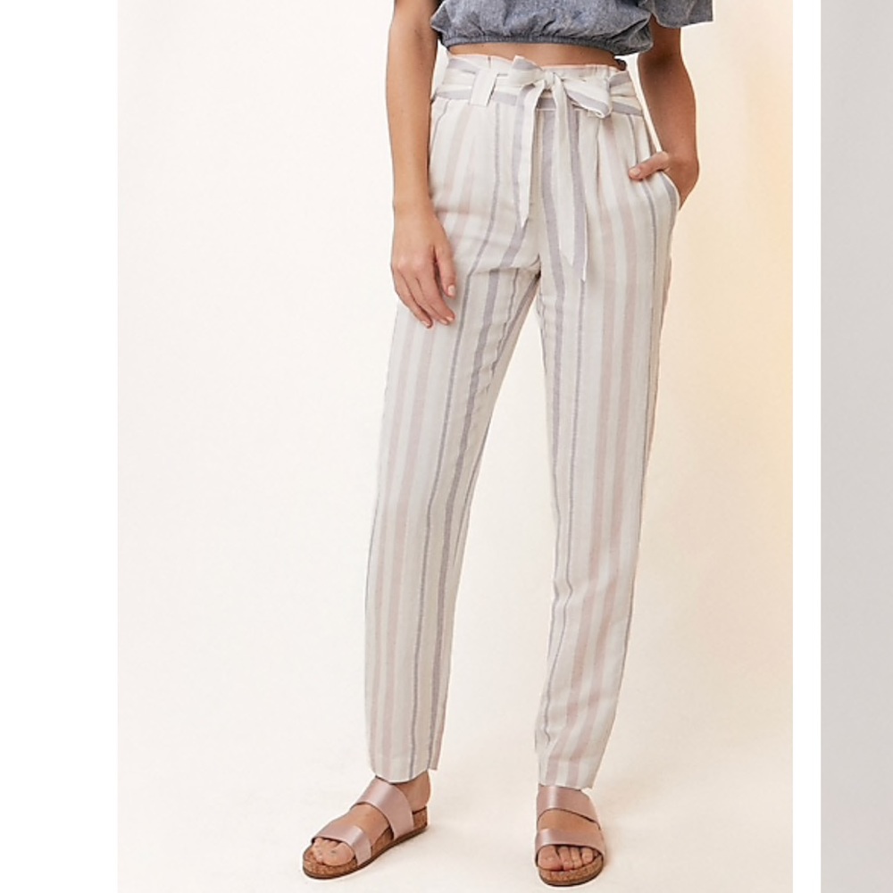 Express Linen High Waist Pants Striped 2R